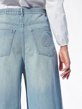 Happy Haus Pantalone Wide Leg Jeans 6 Denim Blue Light Wash